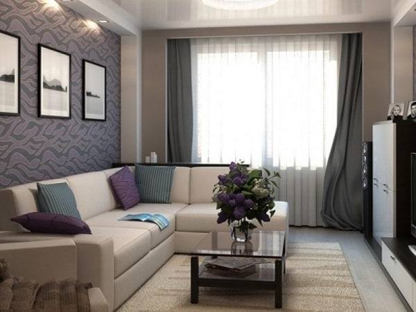 Diseño de sala de estar en tonos grises