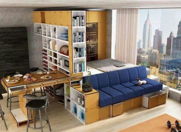Diseño de Apartamento de estudio en 18-20 metros cuadrados