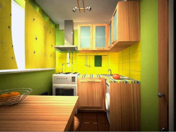 Colores vivos en una cocina pequeña