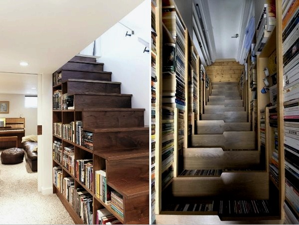 Libros bajo las escaleras