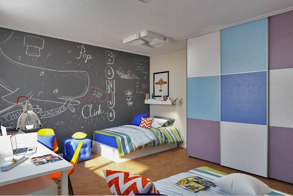 Una pared para la creatividad, para decorar la habitación de un niño en un estilo contemporáneo