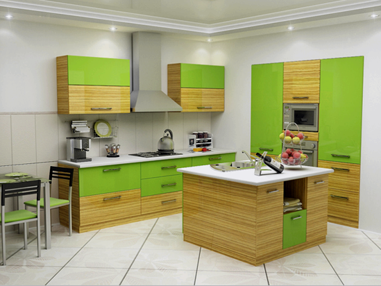 Verde y marrón en la cocina