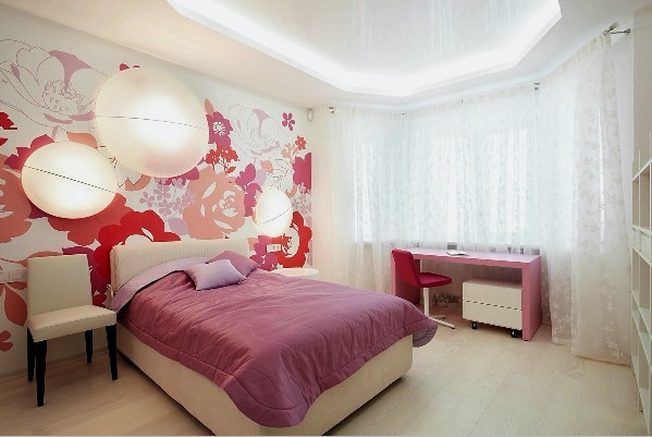 El dormitorio en rosa y blanco