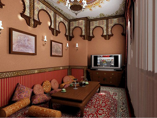 Una pequeña habitación de estilo indio