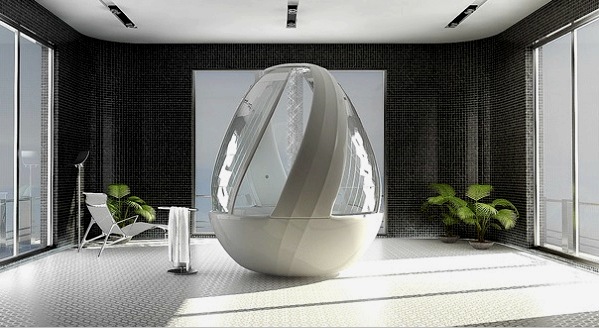 Cabina de ducha en forma de huevo