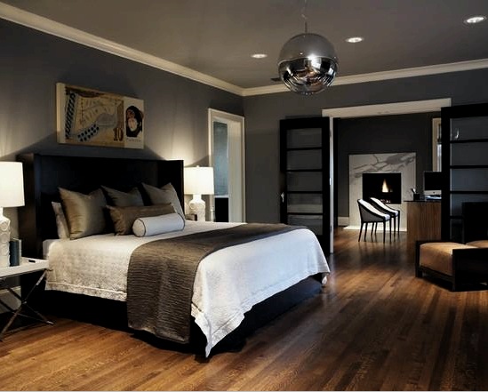 Dormitorio gris contemporáneo