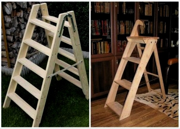 Escalera de madera para trabajos domésticos