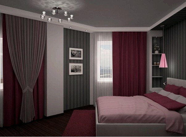 Dormitorio rosa y gris