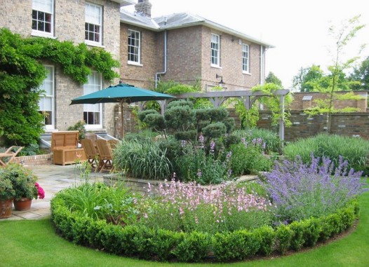 El patio de una casa privada: diseño y disposición del territorio, ejemplos de fotos.