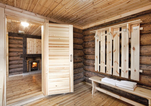 Sala de descanso (vestidor) en la casa de baños: interior y decoración, opciones de fotos.