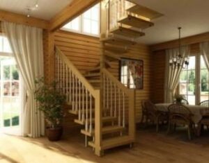 Tipos y opciones de diseño para escaleras al segundo piso para una casa privada.
