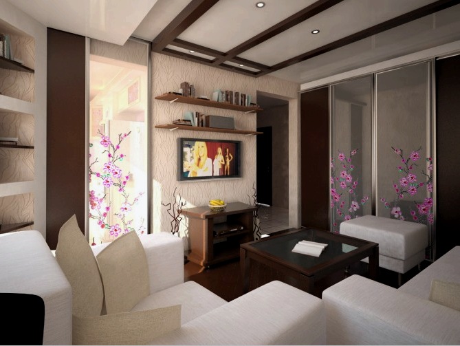 Interior de la sala de estar en un apartamento pequeño (42 fotos): características de la remodelación y secretos de la expansión visual de la habitación