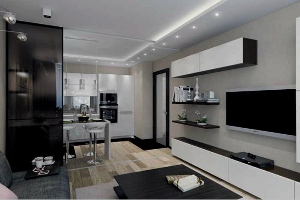 Diseño de la cocina combinado con la sala (45 fotos): diseño del espacio, delimitación del interior y los matices del desarrollo del proyecto.