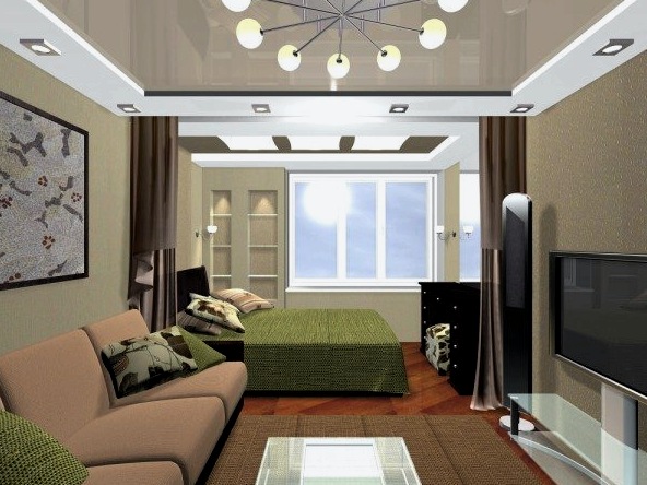 Dormitorio de diseño de sala de estar de 18 metros cuadrados: opciones de combinación para una habitación pequeña