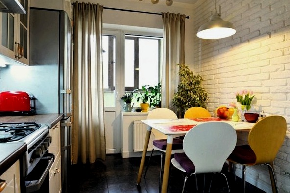Diseño interior de una pequeña cocina con un área de 9 m2.  metro