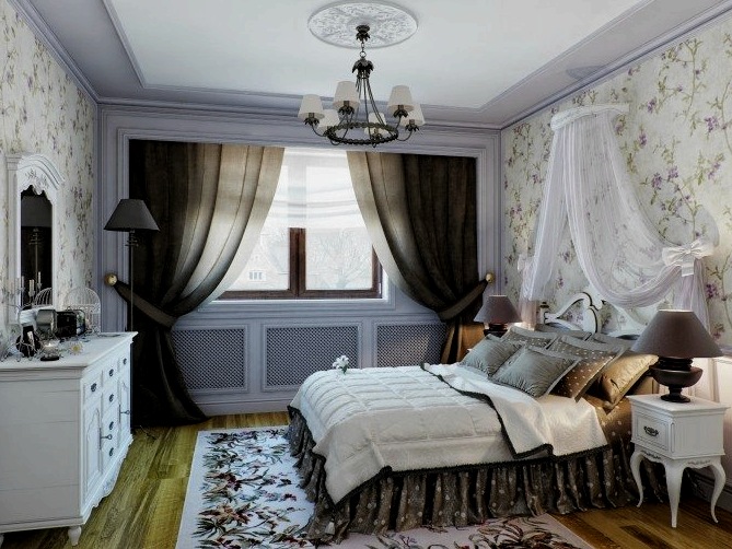 Diseño de dormitorio de estilo provenzal: ligereza del ser
