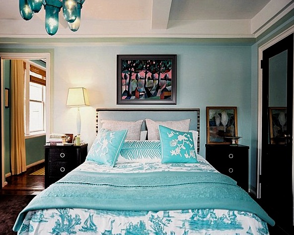 Dormitorio turquesa: características de diseño de la habitación.