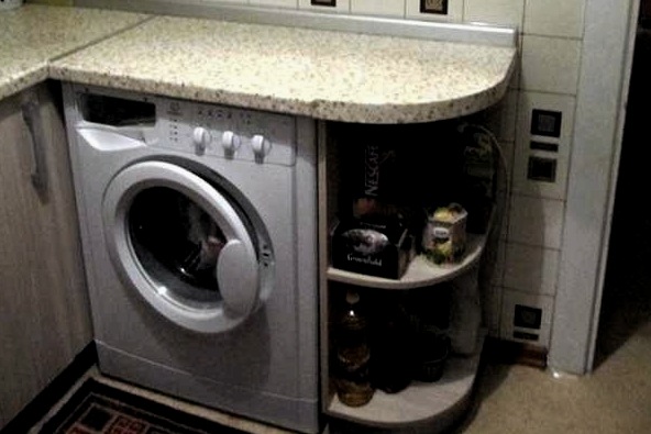 Cómo esconder una lavadora en una cocina pequeña: ejemplos de fotos y videos
