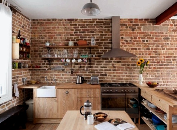 ¿Qué materiales se pueden usar para hacer una pared de ladrillos en la cocina?