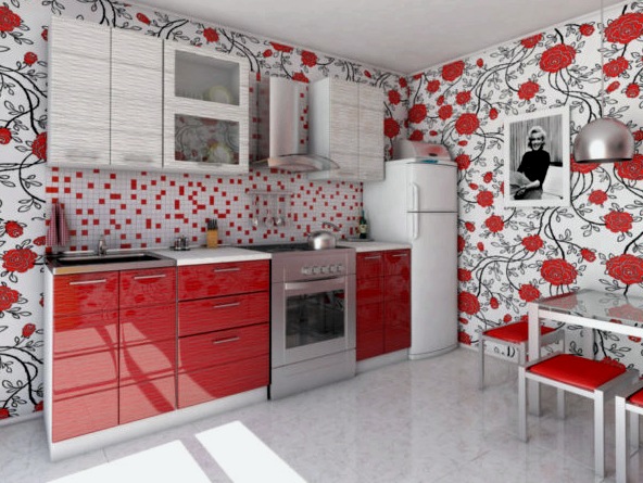 Diseño de cocina rojo