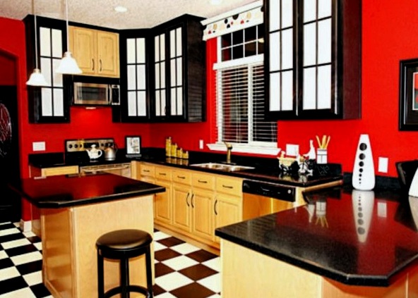 Diseño de cocina rojo