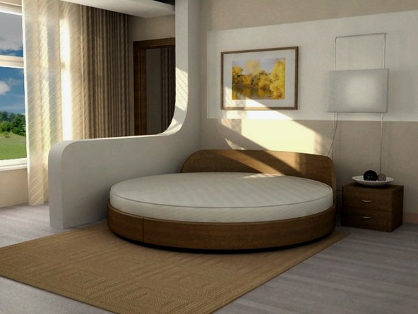 Camas redondas para el dormitorio: características de uso en el interior.