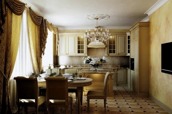 Características del interior de la cocina en estilo clásico.