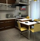 Cómo hacer un diseño de cocina competente para una sala de estar de 15 metros cuadrados.