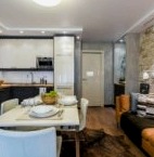 Salas de estar-cocina combinadas 18 plazas: diseño y disposición de muebles.