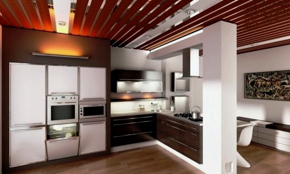 Techo de rejilla abierto en la cocina: características interiores.