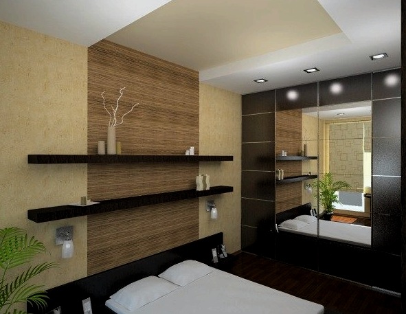 Estantes en el dormitorio: una manera fácil de hacer que el interior sea atractivo y funcional.