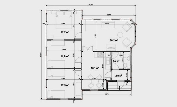El proyecto de una casa de un piso con tres dormitorios: cómo distribuir adecuadamente el espacio habitable