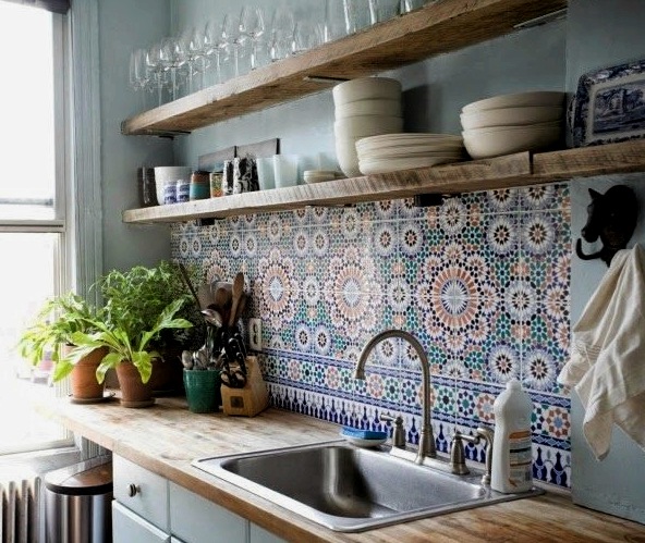 Cómo se usa el estilo patchwork en el interior de la cocina.