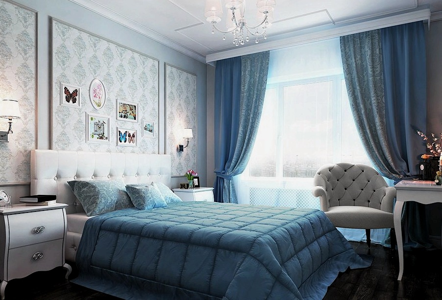 Dormitorio en azul: ligereza y libertad