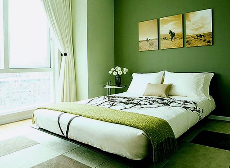 Dormitorio en tonos verdes: moda o los dictados del corazón.