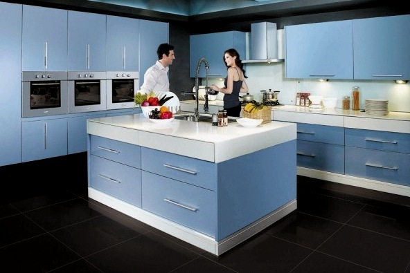 Diseño de cocina azul