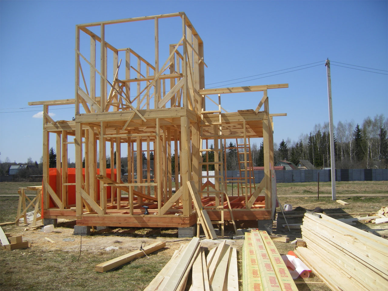 La secuencia de etapas de construcción de una casa de marco
