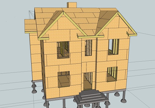 Diseño de casas de marco de madera en SketchUp