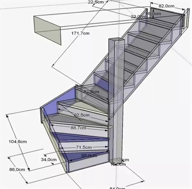 Disposición de escaleras en una casa de marco