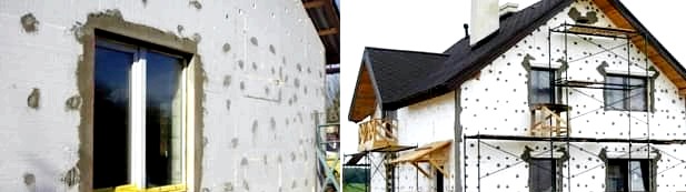 Aislamiento de la fachada de la casa con espuma de plástico