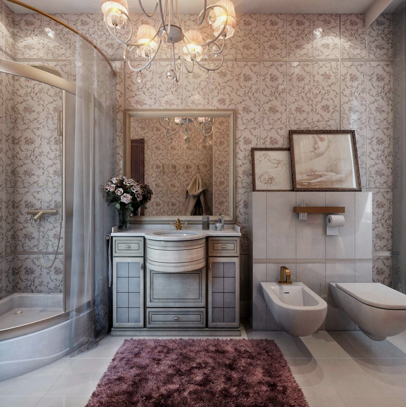 Interior de una bañera combinada con inodoro en la habitación