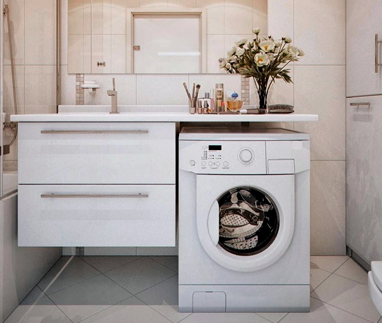 Diseño en baños de Jruschov con lavadora, mejores ideas