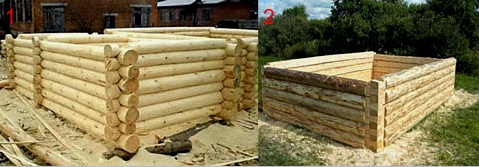 Casa de troncos: construcción independiente de diferentes tipos (desde troncos silvestres y redondeados, madera), matices