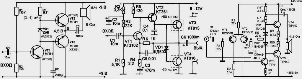 Amplificador de bricolaje: tubo, transistor, microcircuito