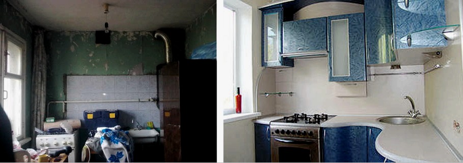 Disposición del interior de una cocina pequeña: consejos y soluciones.